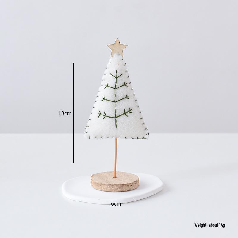 Nordic Style Wool Felt Mini Christmas Tree Ornament with Log Base