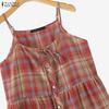 ZANZEA Women Plaid Print Summer Casual V-Neck Sleeveless Straps Camisoles Dresses