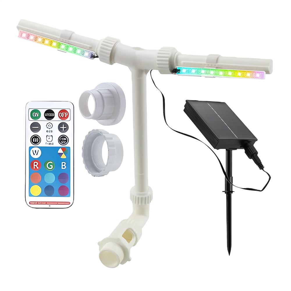 

Солнечный фонтан для бассейна, устройство-водопад с двойным распылением, с пультом дистанционного управления и регулируемой 7-цветной светодиодной подсветкой, плавающий солнечный фонтан для бассейна