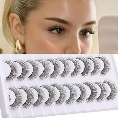 10 Pairs Fluffy False Eyelashes Black Stem Manga Lashes 3D Mink Eyelashes  Eyelash Extension
