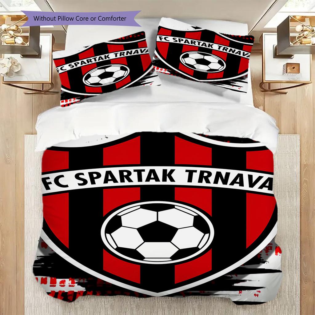 FC Spartak Trnava - sada povlečení, prošívaná deka, povlak na polštář, bytová dekorace, dárek k narozeninám (1 * povlak na peřinu + 2 * povlak na polštář, bez jádra)