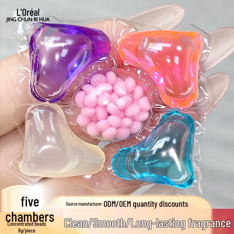 Five-in-One Laundry Pods: Long-Lasting Fragrance, Cleaning, Softening, Stain Removal, Multi-Chamber Ball