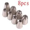 Cake Decorating Kitchen Baking Tools for Cupcake, 8Pcs/Set Large Pastry Nozzles Icing Piping Tips, Stainless Steel, Cream Rose