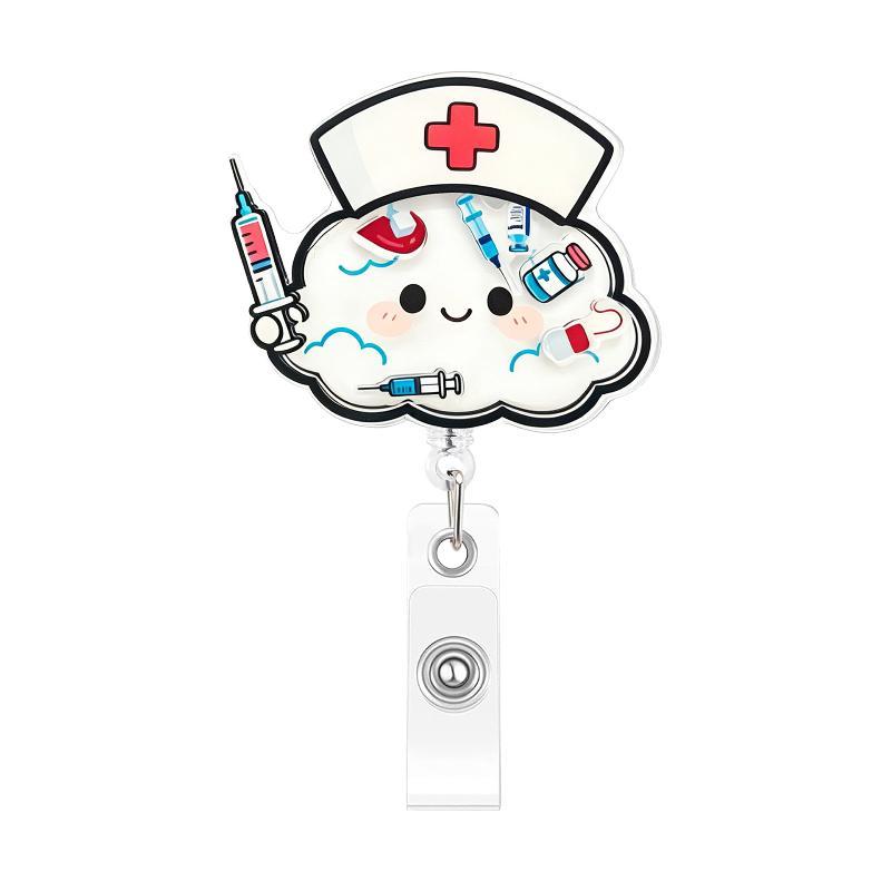 1 Stück Neues Design 1 Stück Shaker Acryl Einziehbar Krankenschwester Ausweisrolle Anime Herz Lunge Zähne Arzt Namensschild Ausweishalter Clip