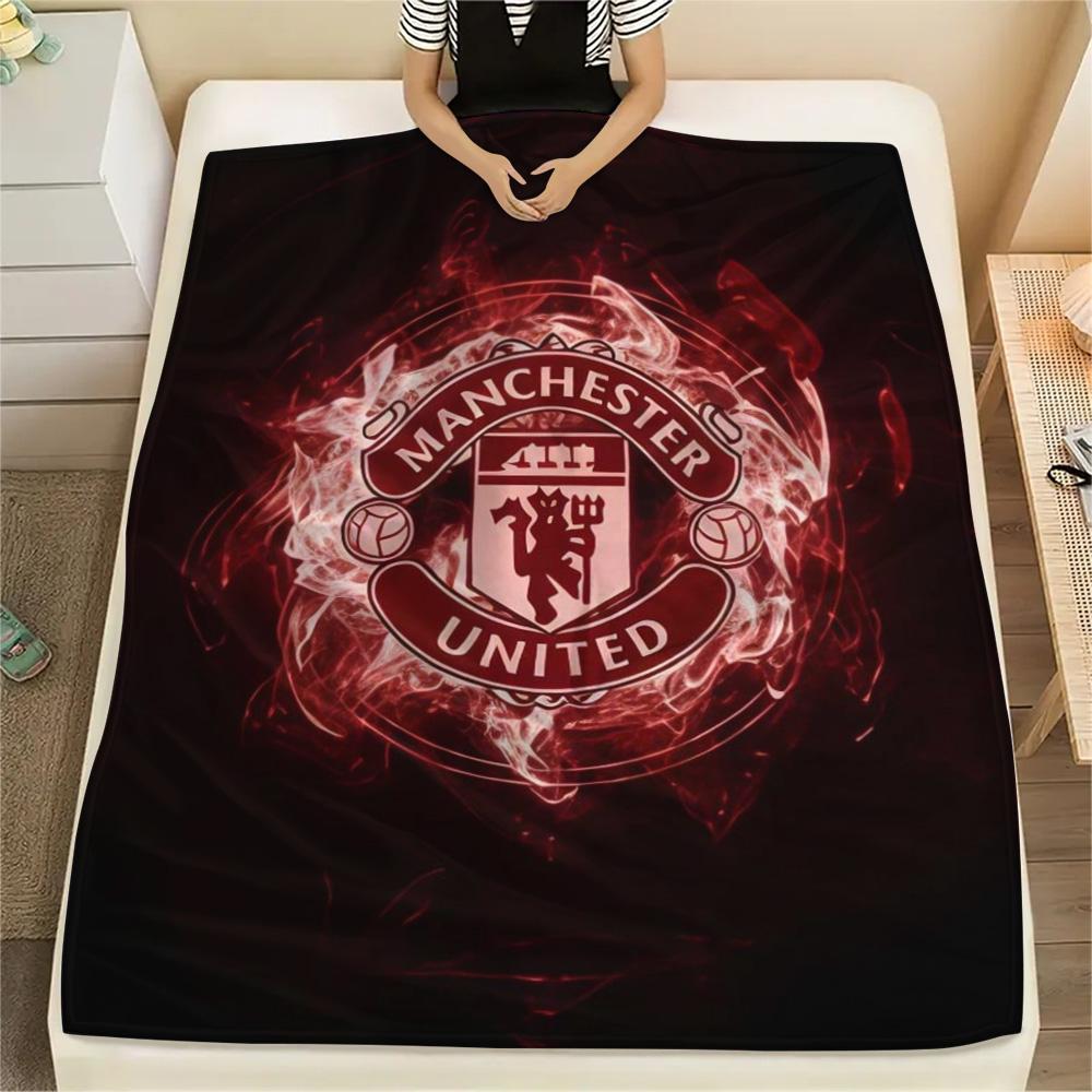 Koc Flanelowy z Nadrukiem Man Utd, Wysokiej jakości, Wygodny na Wszystkie Pory Roku, Wystrój Domu, Ciepło i Komfort