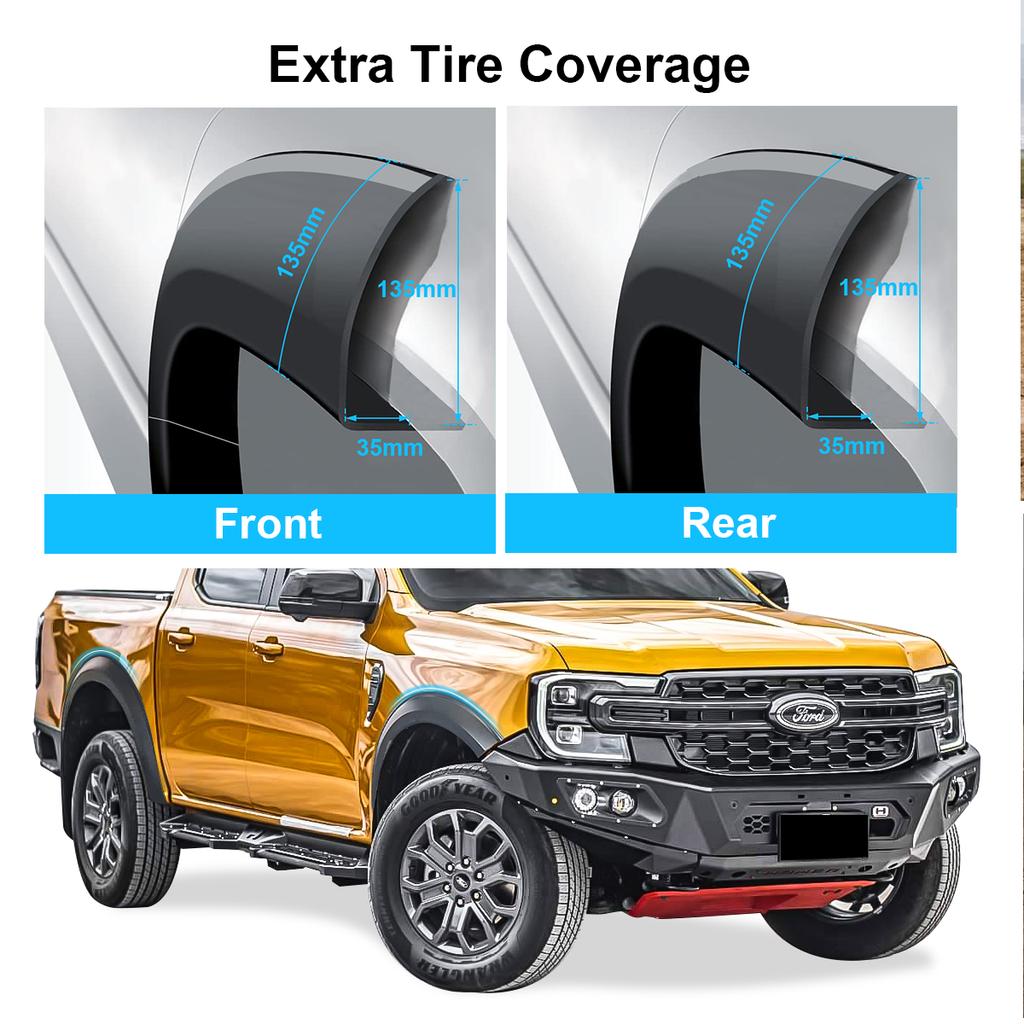 Mudguards Wheel Arch Protector Fender Flares For Ford Ranger Next-gen Accessories 2025 WILDTRAK SPORT XLT XLS XL Double Cabin