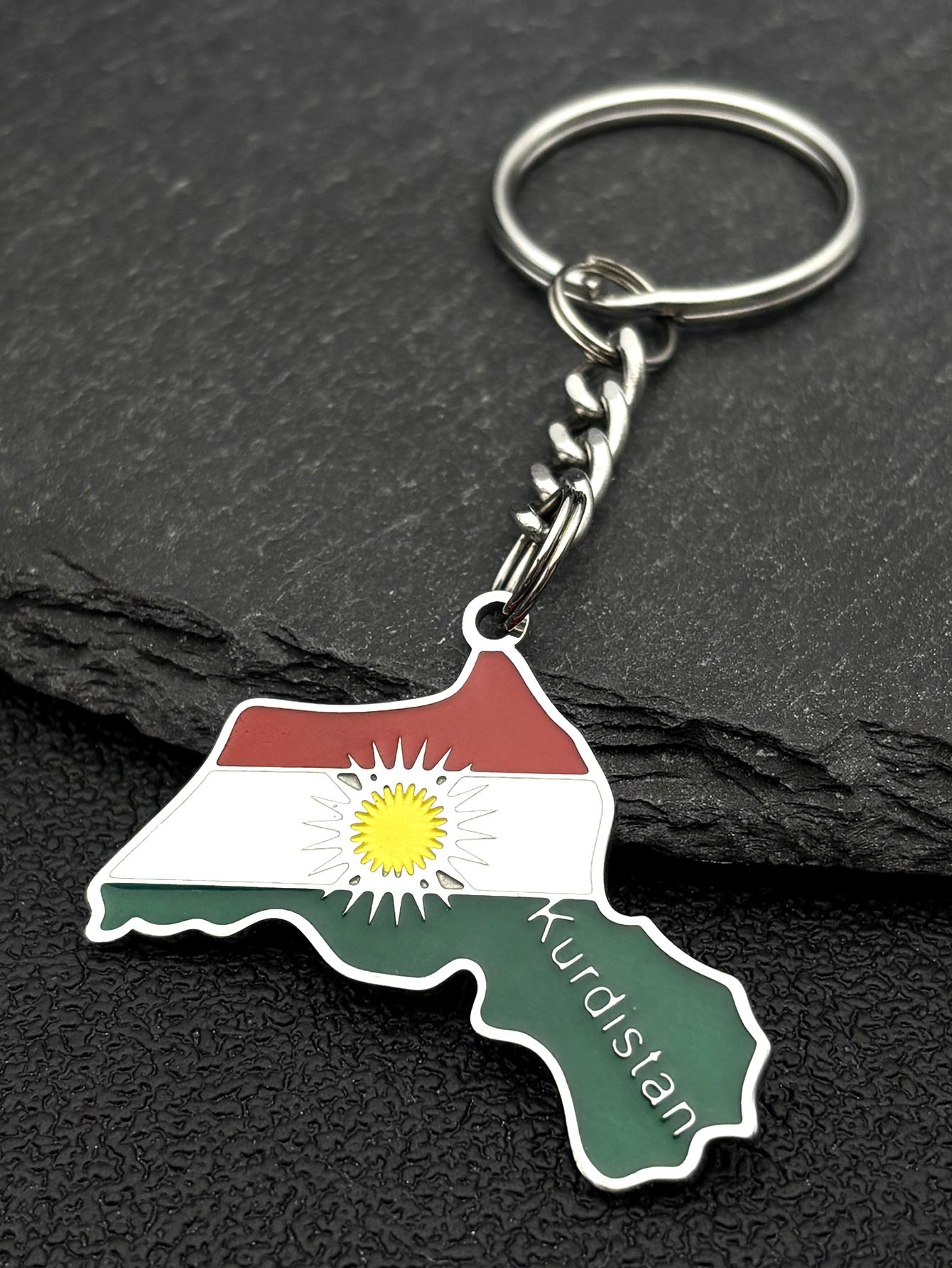 Kurdistan Region Map Necklace for Women Men Chains Stainless Steel Kurdish Flag Map Pendants Necklace Jewelry Collar N6212S01