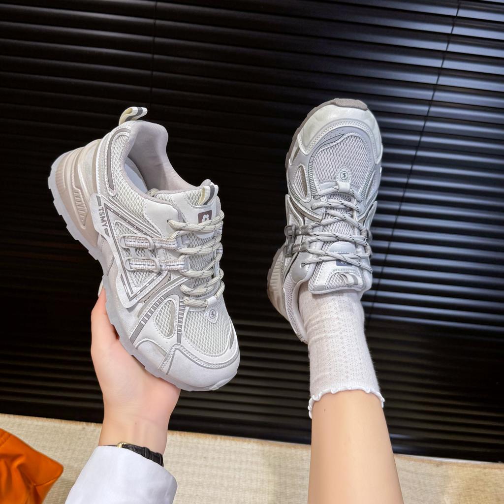 Silver Mesh Sneakers Women's Summer 2025 New Fashion Casual Running Breathable Platform Dad Shoes Ins Tide