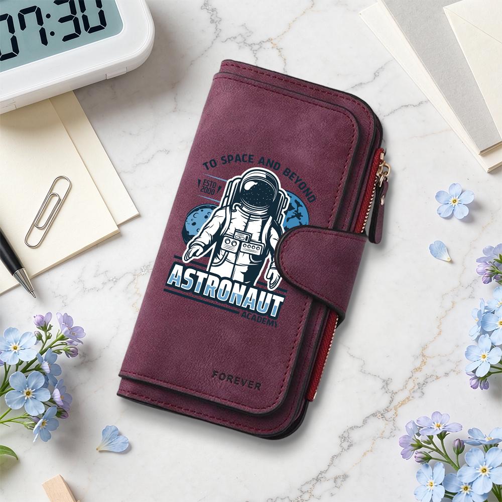 Stylish Astronaut Pattern Long Wallet Fashion Casual Functional Card Holder Daily Use Purse