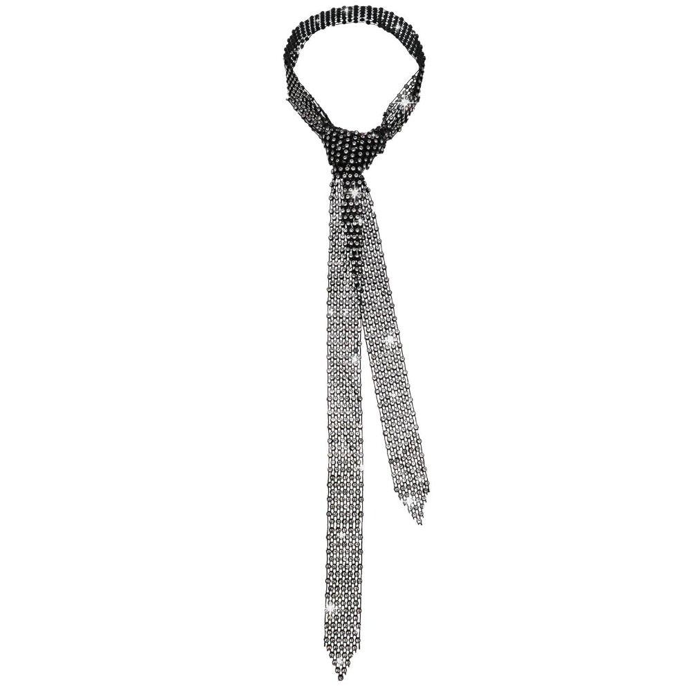Trendy 1.3M Long Bling Scarf Neckerchief Sparkling Luxury Choker Necklace Crystal Necktie Collar Jewelry Collar