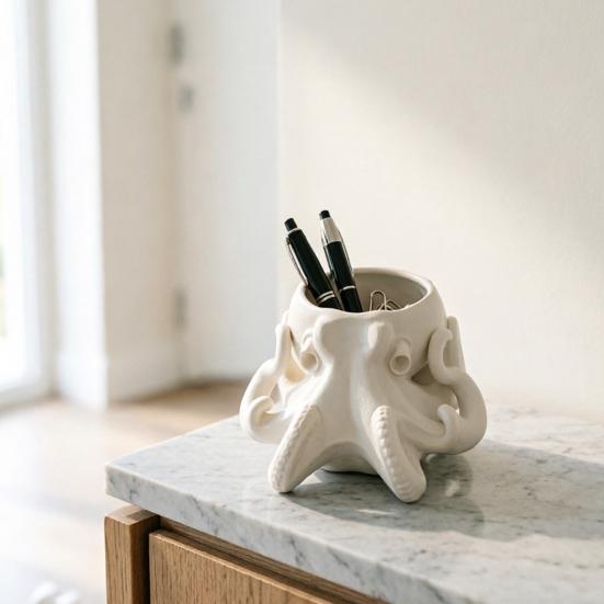 Organizzatore da scrivania polpo stampato in 3D, Scultura di polpo estetica scura, Carino contenitore porta tentacoli, Regalo di compleanno unico, Decorazione per specchiera, ingresso