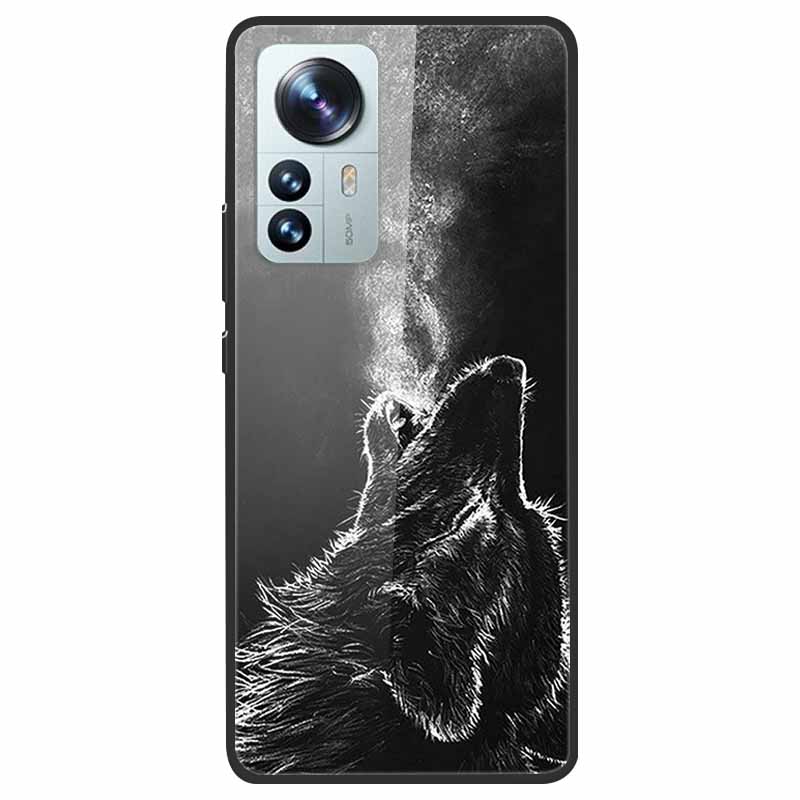 Tempered Glass Case For Xiaomi 12 Pro Cover Hard Shockproof Cases for Xiaomi Mi 12X 12 Lite Pro Funda 12Pro Coque Luxury Wolf