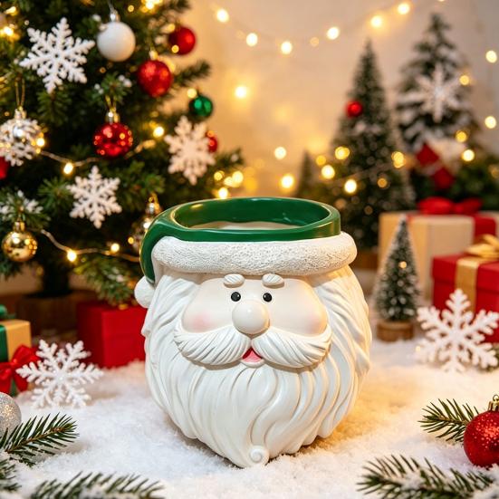 Small Item Storage Holder Cute Santa Claus Resin Flowerpot, Decorative Christmas Desktop Creative Craft Planter, Hand Painted Container for