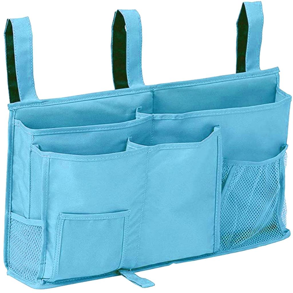 Bedside Caddy Magazine Holder Book Laptop 3 Side Hook Straps Hanging Organizer Bed Hanging Storage Bag for Bedroom College Dorm