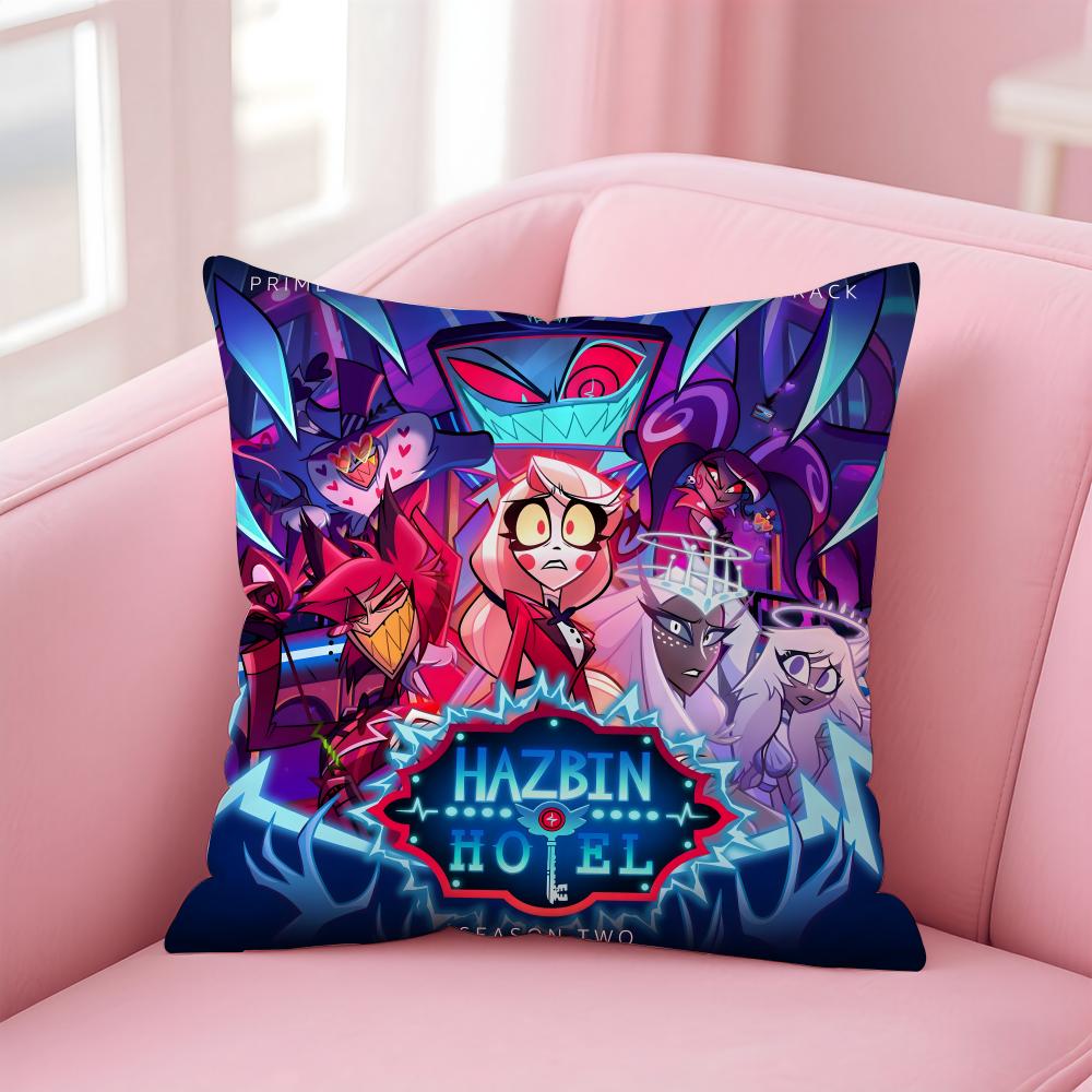 H-Hazbin H-Hotel Anime Cushion Cover Home & Car Multi-Scene Pillow Cover - Reversible, Soft & Durable for Daily Use