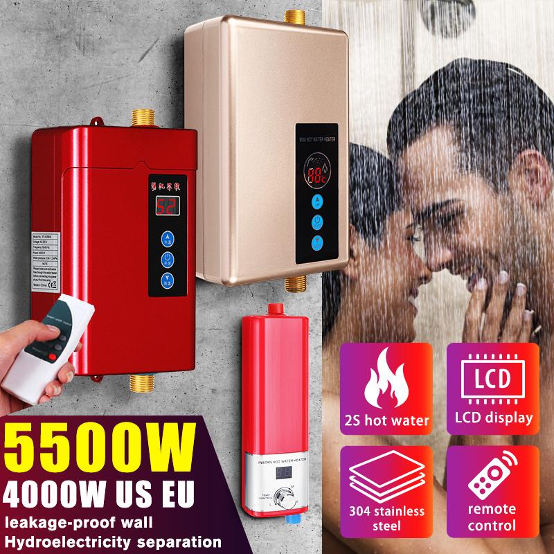 4000W Hot Instantaneous Water Heater System Mini Instant Electric Tankless Water Heater for Kitchen Bathroom 110-240V