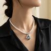 Irregular Rhinestone Necklace Dark Grey Women Jewelry Vintage Earrings Bracelet  Party