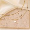 Retro simple double-layer white shell patch gold-plated stacked collarbone necklace women's jewelry