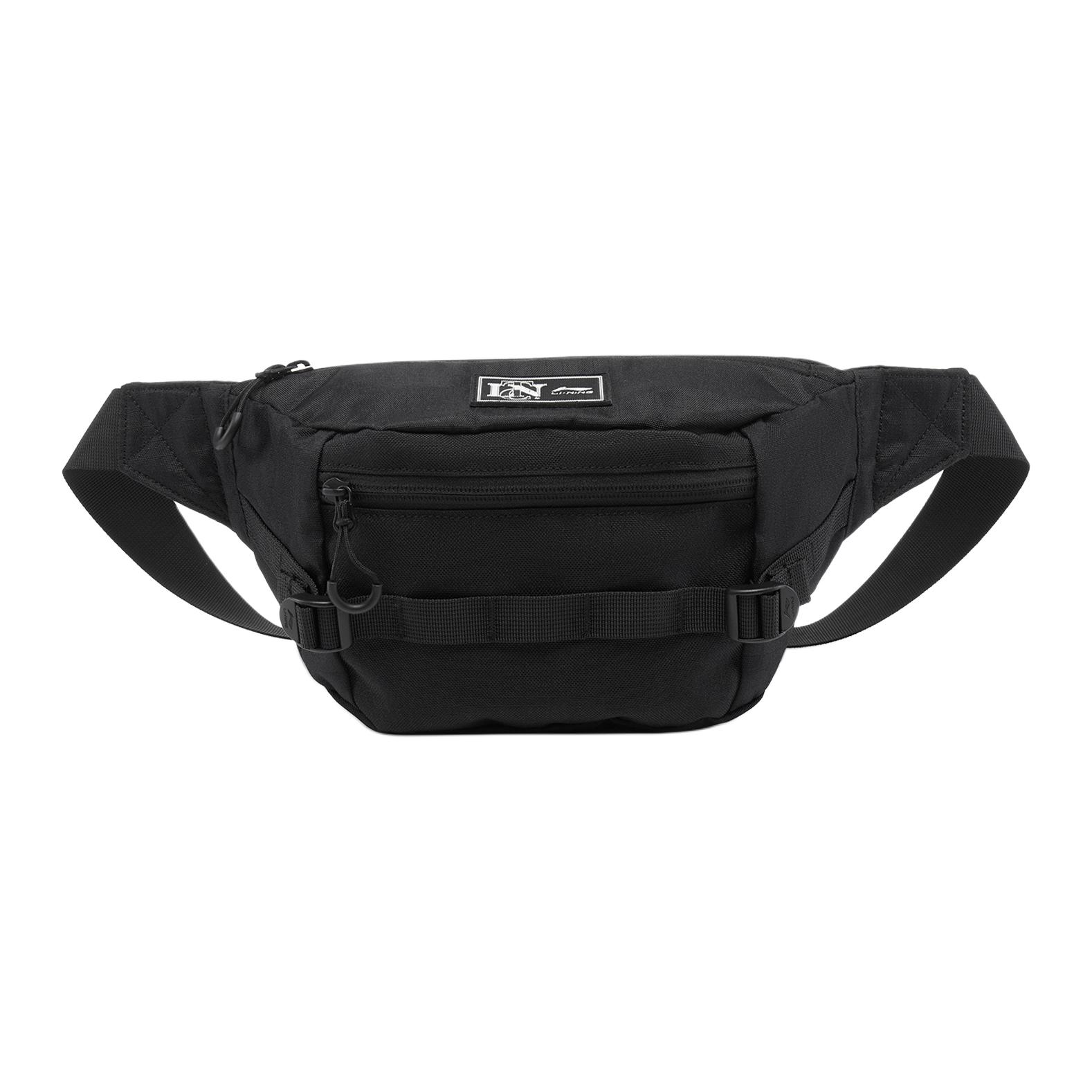 New LiNing Sports Life Collection Polyester One Shoulder Crossbody Fanny Pack Regular Unisex Black ABDV215-1 102.9*21.6*39.4CM