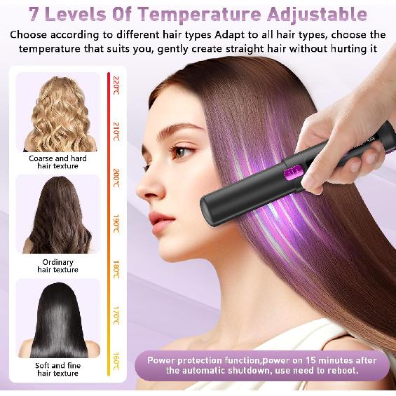 Hair Straightener,Cordless Rechargeable Flat Iron (LCD),Cordless Hair Straightener 4500mAh,Portable Travel Straightener and Curler 2 in 1,Mini
