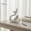 Literary Style Room Decor 3D Printed Mermaid & Starfish Figurine, Exquisite Sculpture, Ocean Small Statue for Bay Window Theme Desktop Ornament