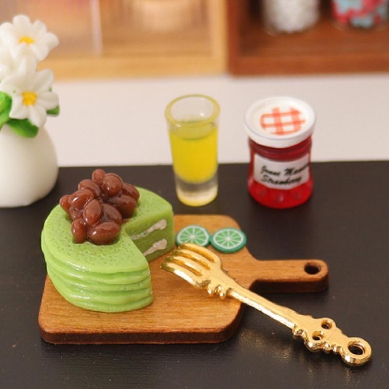 5PCS DIY Decoration Dollhouse Simulation Cake Dessert Milk Juice Set Mini Kitchen Tray Tableware Accessories Kids Toys