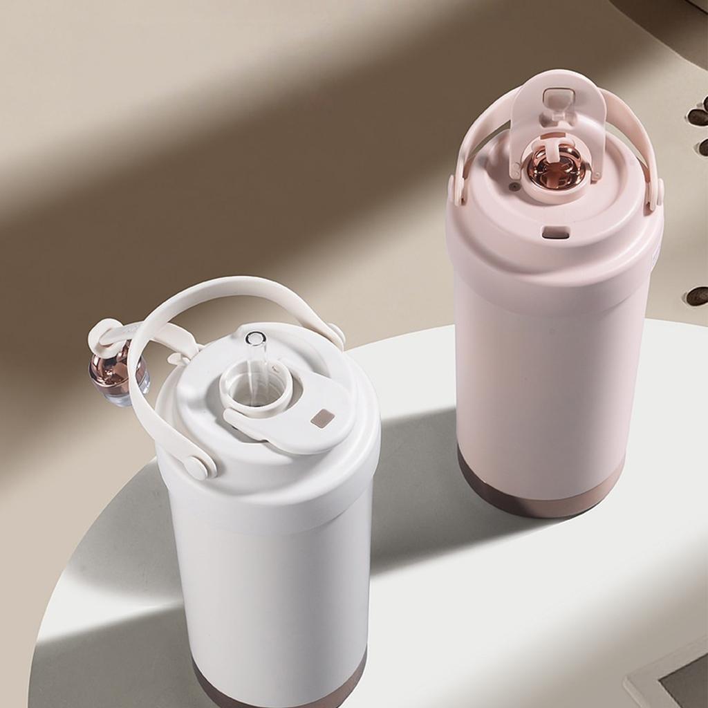 Ceramic Interior Thermal Cup for Women Large Capacity Double Layer Insulated Straw Water Bottle Leak Proof Drinkware