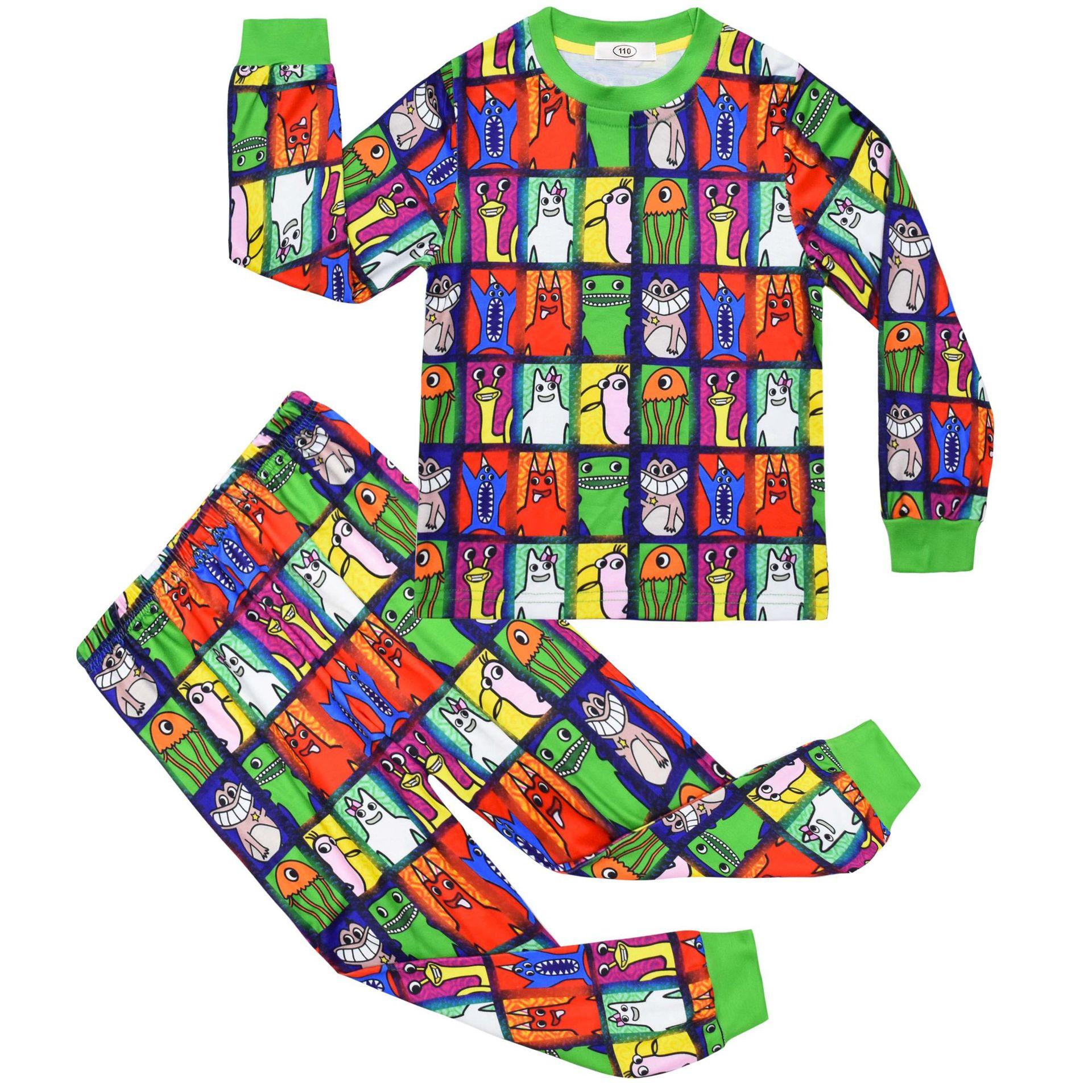 Long-Sleeved Set, Cartoon Digital Printing Clothing, Medium And Large Children S Long-Sleeved Loungewear Set 7742 110