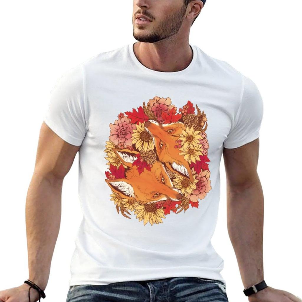 Autumn Fox Bloom Tshirt Unisex T Shirt Cotton 100 T Shirt Unisex Casual Unisex T Shirts For Unisex Casual Tshirt