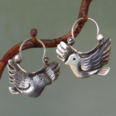 Ethnic Style Earrings for Women Bird Animal Copper Color Grave Metal Inlaid Dangle Earrings Jewelry Trendy Female Gift