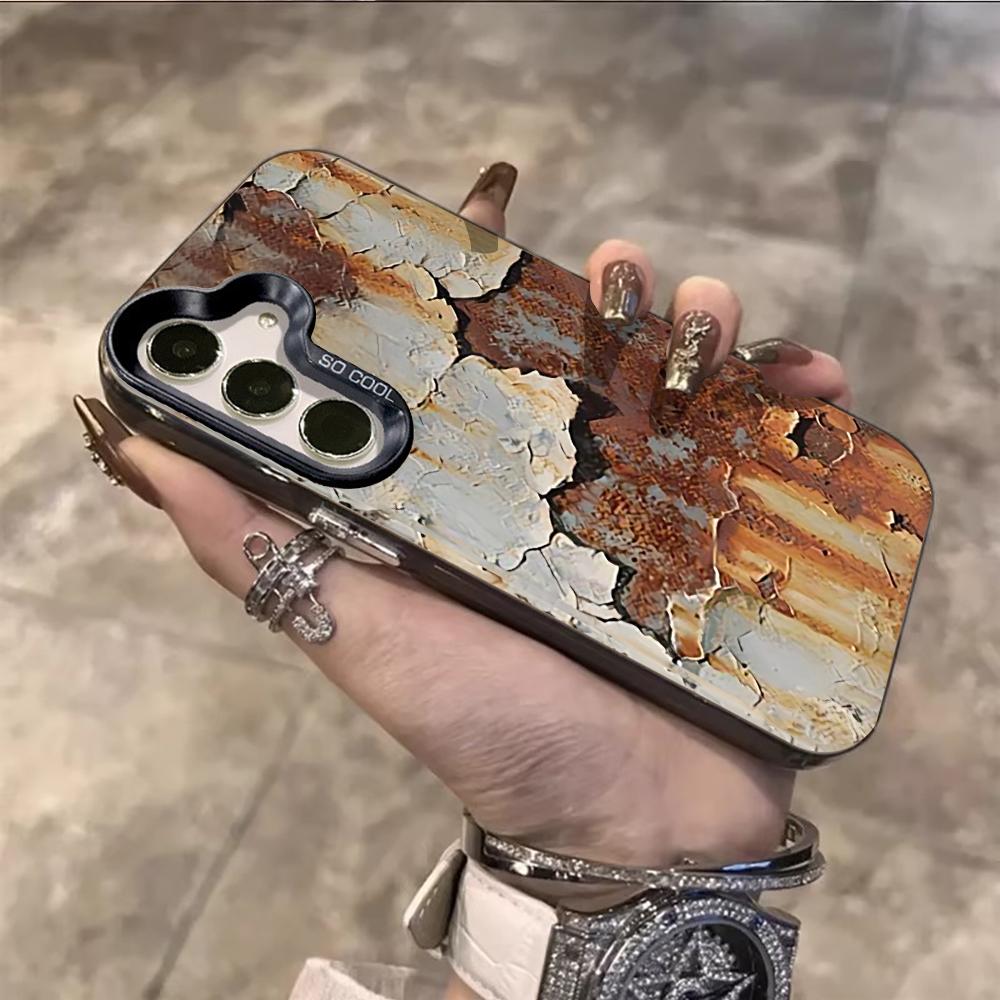 Peeling Paint Rust Print Phone Case For Samsung Galaxy S26 Ultra S25 S24 S23 S22 PLUS FE A56 A55 A54 A53 IMD Shockproof Cover