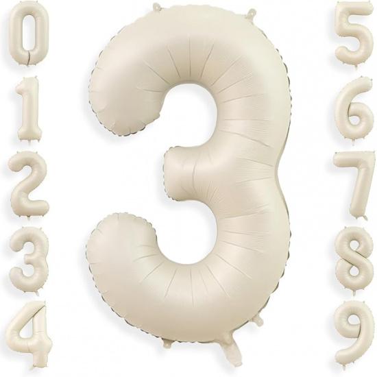 40 Inch Cream White 1 Balloon Numbers, Large Number 1 Balloon Foil Helium Number Balloons, Big 1st Foil Birthday Balloons for Boys Girls 1st Birthday