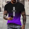 T-shirt estive a girocollo con stampa 3D di lettere sfumate, alla moda e casual a maniche corte da uomo