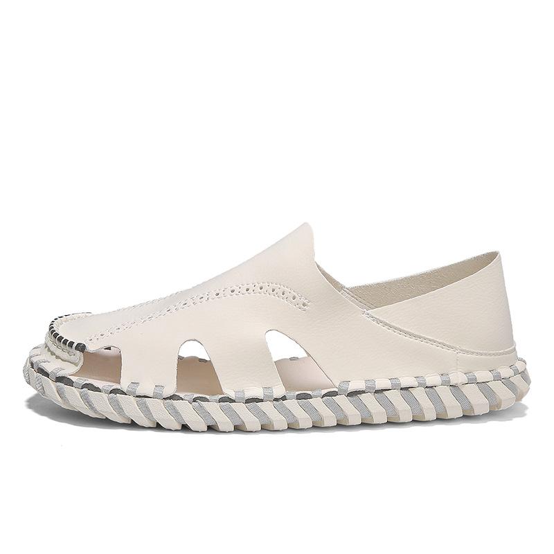 

2025 summer new fashion hand-stitched men s outdoor trend breathable sandals soft sole bag head large size 44 44