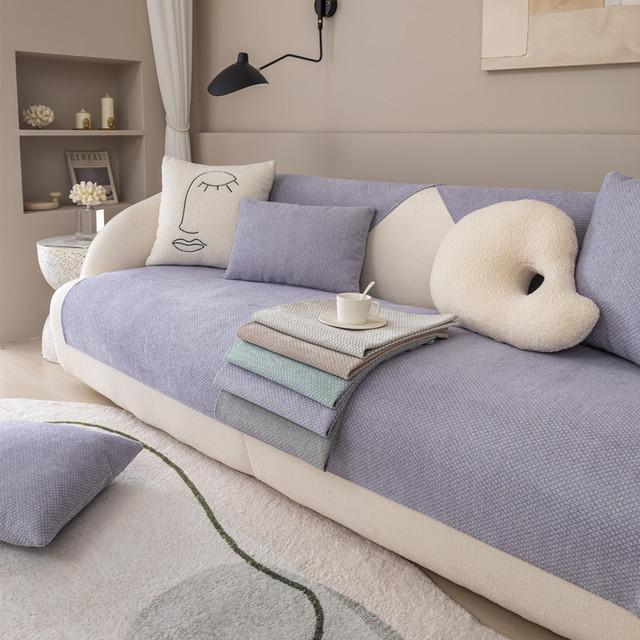 

Тканевый чехол для дивана, подушка, четыре сезона, обычный, однотонный, нескользящий, простой кожаный чехол для дивана для гостиной, спинка, подлокотник, ткань 30x50 pillowcase1pc фиолетовый