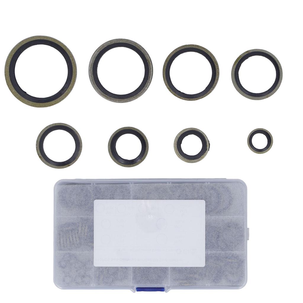 110 Pcs Oil Seal Washer M6 M8 M10 M12 M14 M16 M18 M20 Rubber Bonded Seal Oil Gasket Metal Sealing Washer