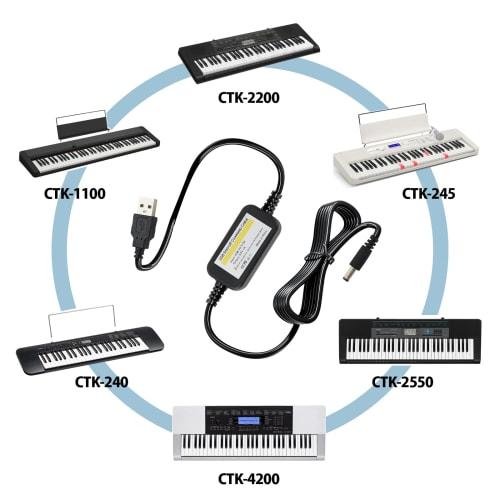 Tyuusei Casio Keyboard Digital Piano AC Adapter, Compatible with CASIO Digital Keyboard Charger AD-E95100LJ, Compatible with CTK-4400, CTK-5300, CTK-5