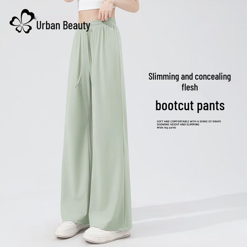 Women s Ice Silk Quick-Dry Sun Protection High-Waist Flared Pants S
