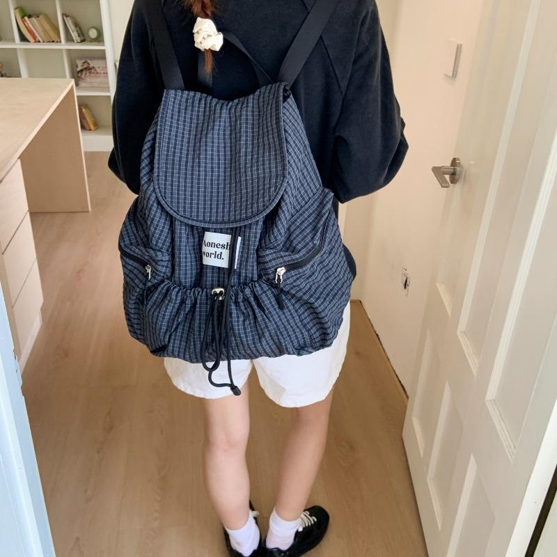 Casual Large-capacity Solid Color Backpack Female Student Schoolbag