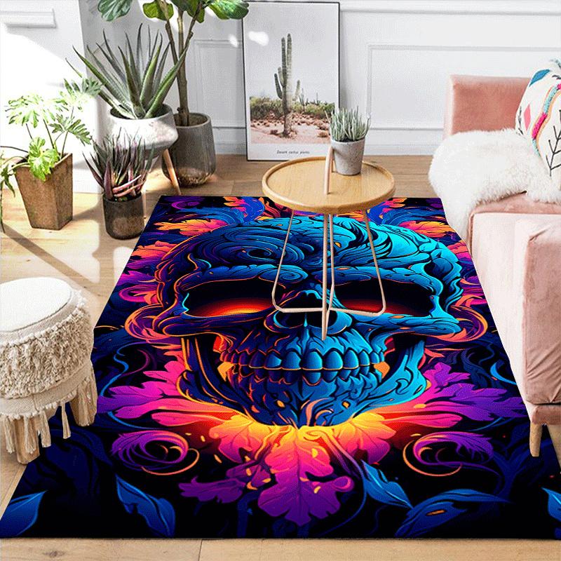 1pc Horror Skull Design Area Rug - Soft, Anti-Slip, and Durable Gaming Room Decor for Bedroom