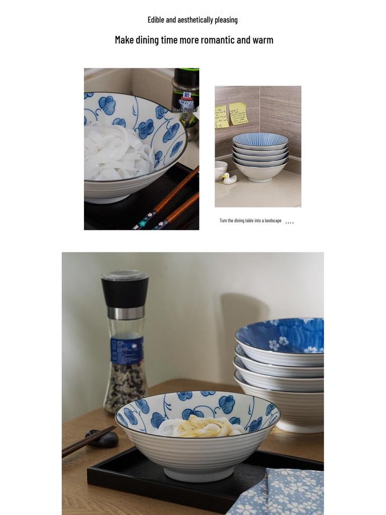 Japanese Style 7-Inch Conical Ramen & Rice Bowl