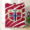 Norway Football Crest on Red Pattern Patterned blanket, flannel, suitable for all seasons, home decor, warm and cozy
