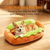 with Mat Hot Dog-shaped Pet Bed Soft Plush Dog Kennel Cute Sausage Dog Nest  for Cats and Dogs