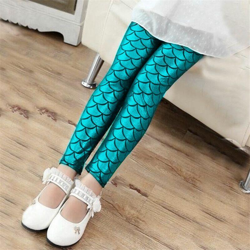 Children's Fish Scale Leggings Fashionable and Colorful Scales Slim Fit Children's Pants Sweet Princess Pants Versatile Pants