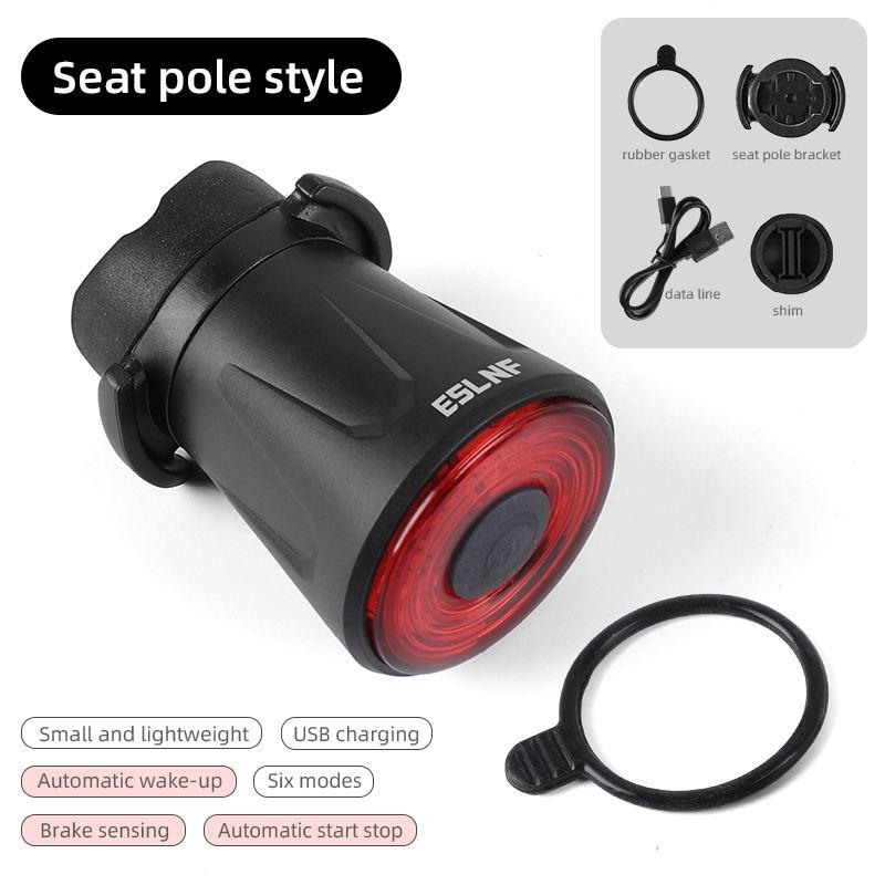ESLNF Smart Bike Tail Light Brake Waterproof USB Rechargeable LED Warning Cycling Bicycle Sensing Rear Lights