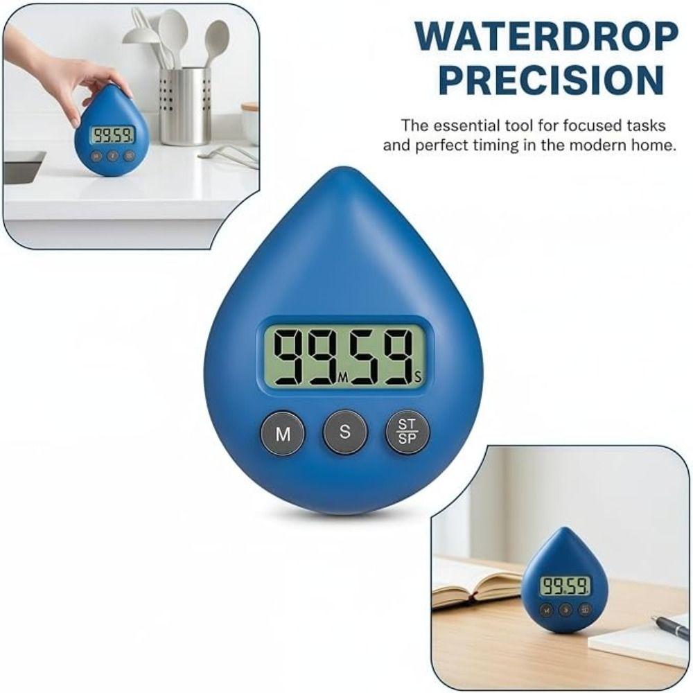 Water Drop Shape Countdown Timer Hanging Hole Precise Timer Digital Shower Timer Classroom