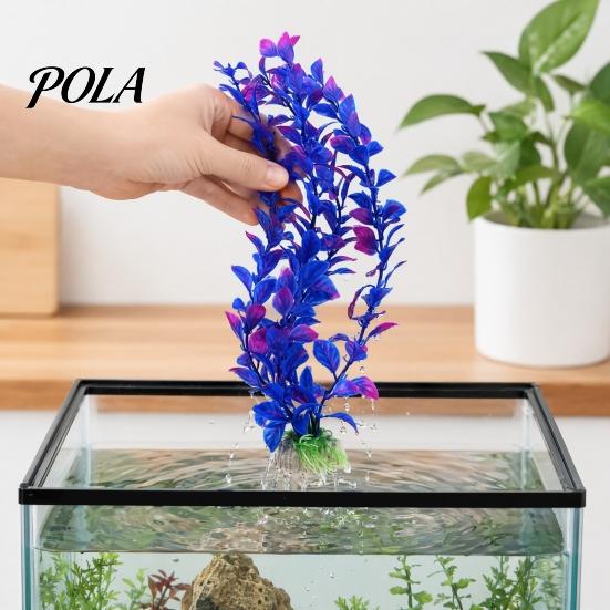 Stable Fish Tank Plants Artificial Water Plant, Aquarium Decoration, Purple Blue Gradient Color Durable Plant Decoration Plastic Leaves, Safe Ornament
