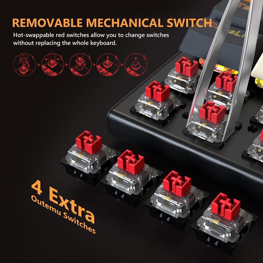 Redragon K633CGO-RGB "Ryze" 68-Key Compact Mechanical Gaming Keyboard - RGB Backlit, Hot-Swappable Red Switches, Colorful PBT Keycaps