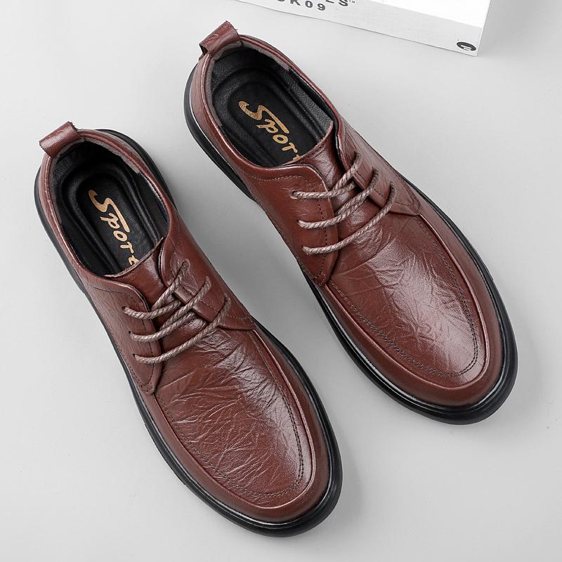 Autumn Winter New Men Shoes Genuine Leather Mens Casual Sneakers Classic Business Comfort Shoes Men Genuine Rubber Oxford Shoes