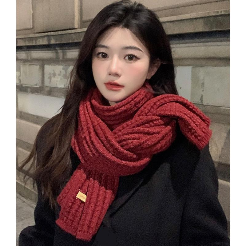 Red Atmosphere Scarf Women Winter New Year Gifts Korean Version of Classic Plaid Student Couple Warm Scarf Tide